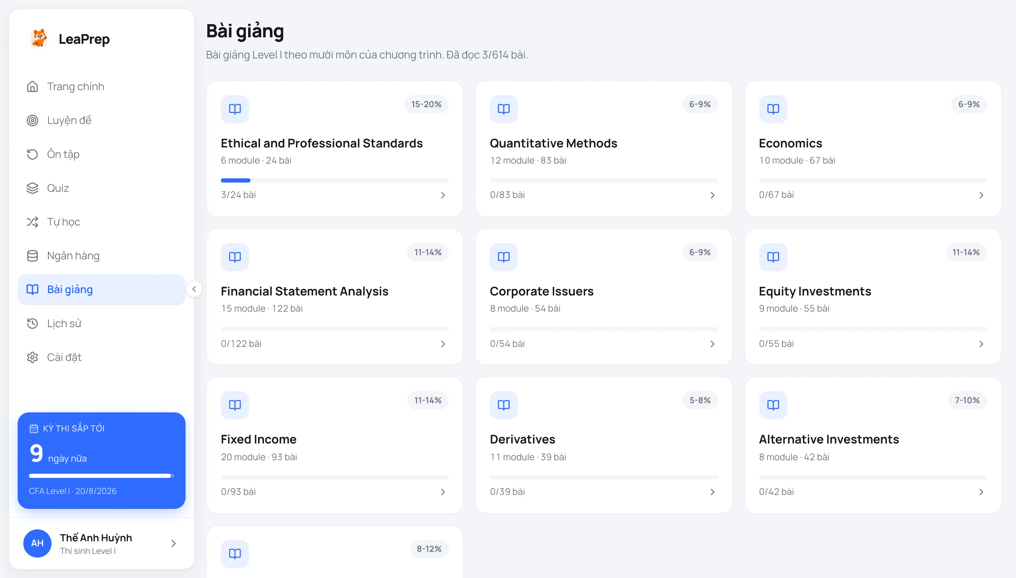 Trang bài giảng LeaPrep: nội dung Learning Module tiếng Việt theo LOS